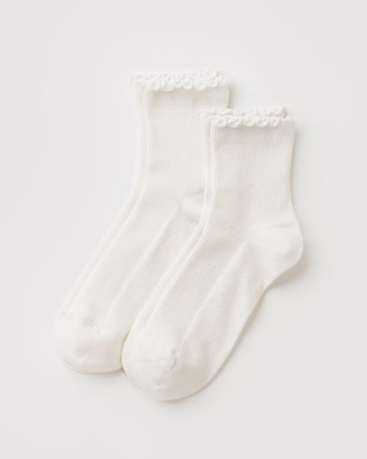 BAGGU - Lettuce Edge Sock Set of 2 White