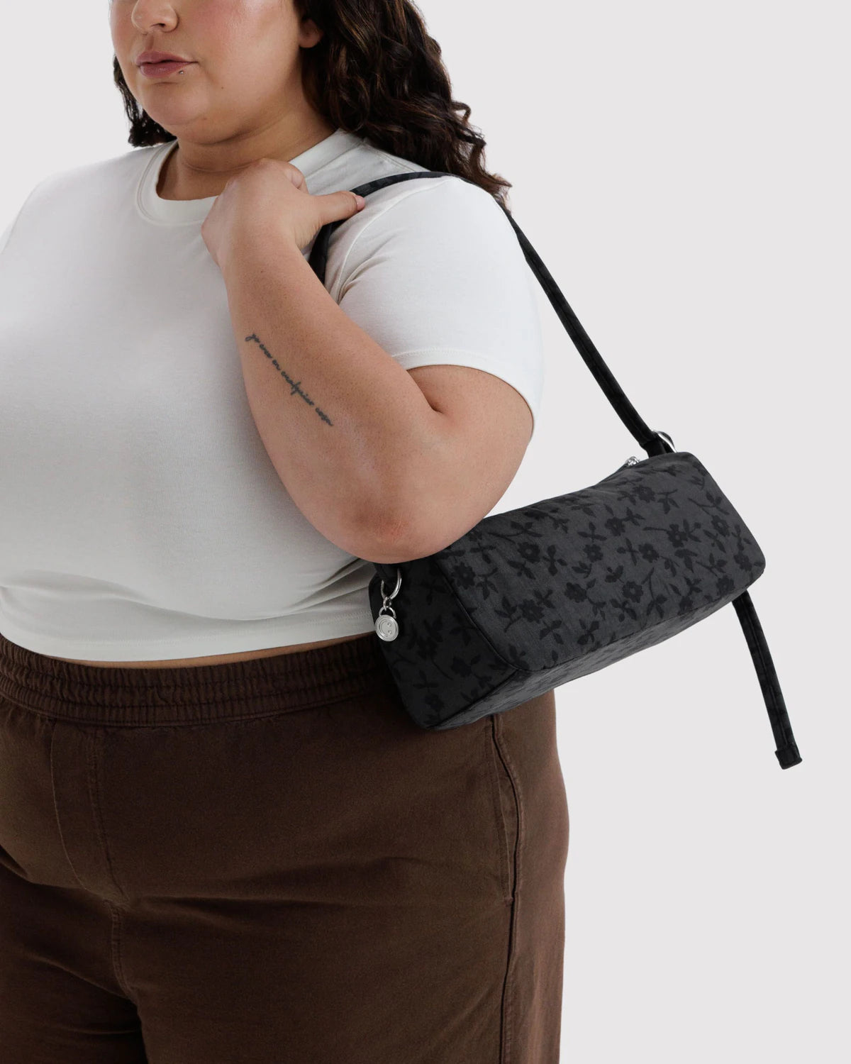 BAGGU - Nylon Loaf Bag Charcoal Ditsy Floral