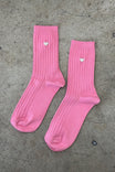 LE BON SHOPPE - Embroidered Her Socks (MC cotton) - PINK WATER + HEART