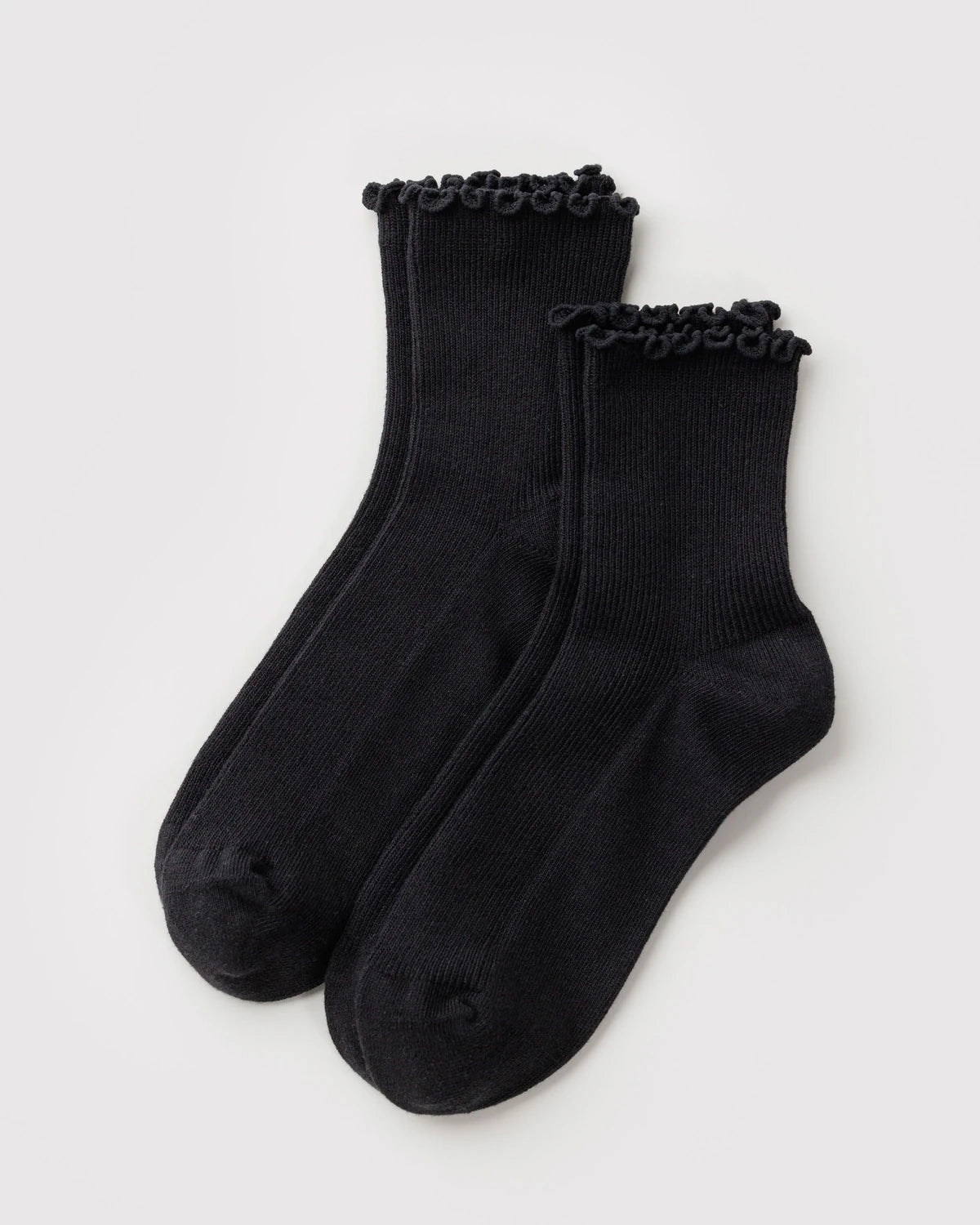 BAGGU - Lettuce Edge Sock Set of 2 Black