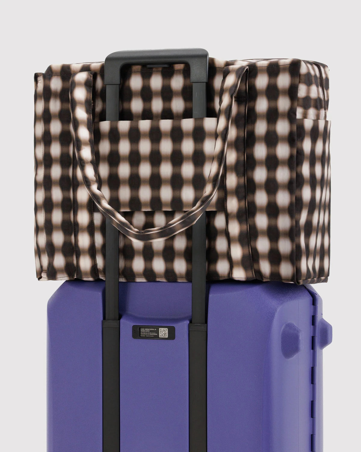 BAGGU - Cloud Carry-on - Blurred Gingham Brown