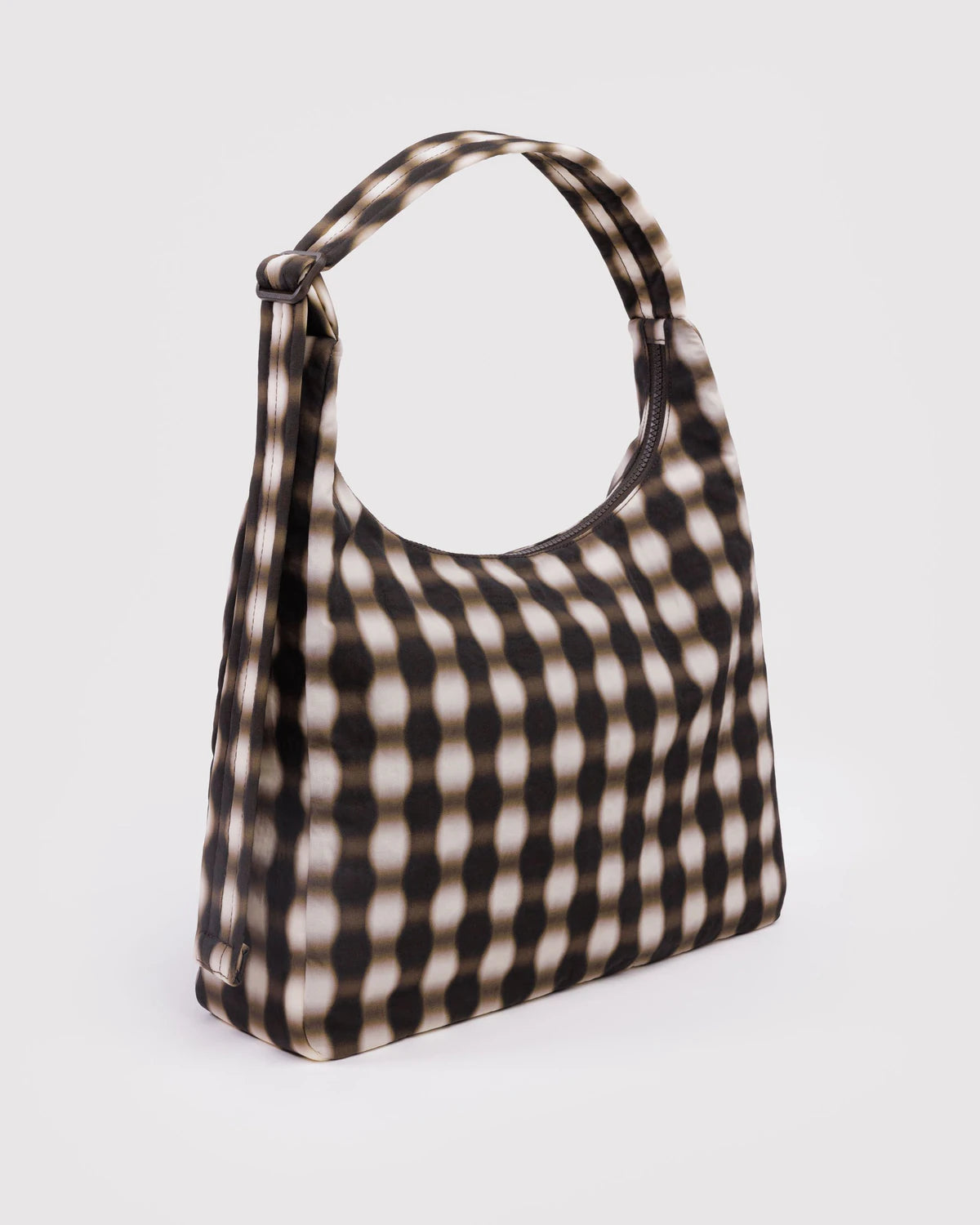 BAGGU - Nylon shoulder bag - Blurred Gingham Brown