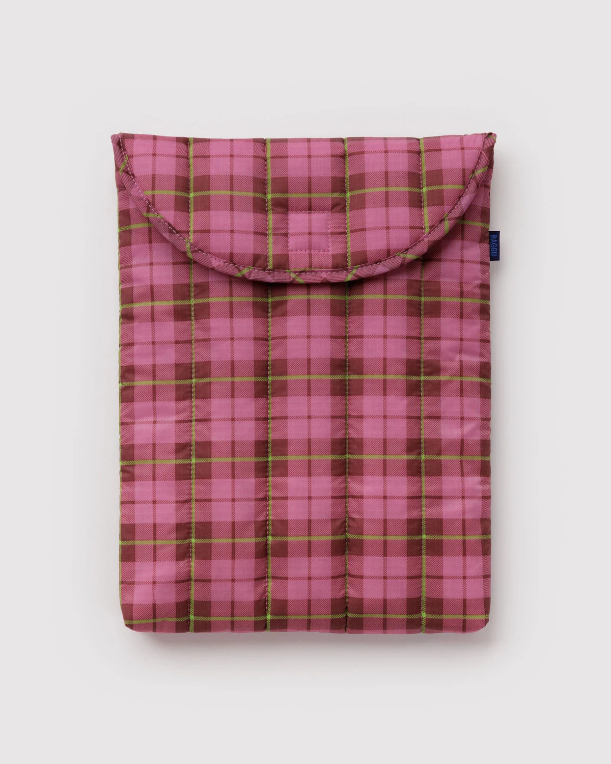 BAGGU - Puffy Laptop Sleeve 13"/14" - Azalea Pink Tartan