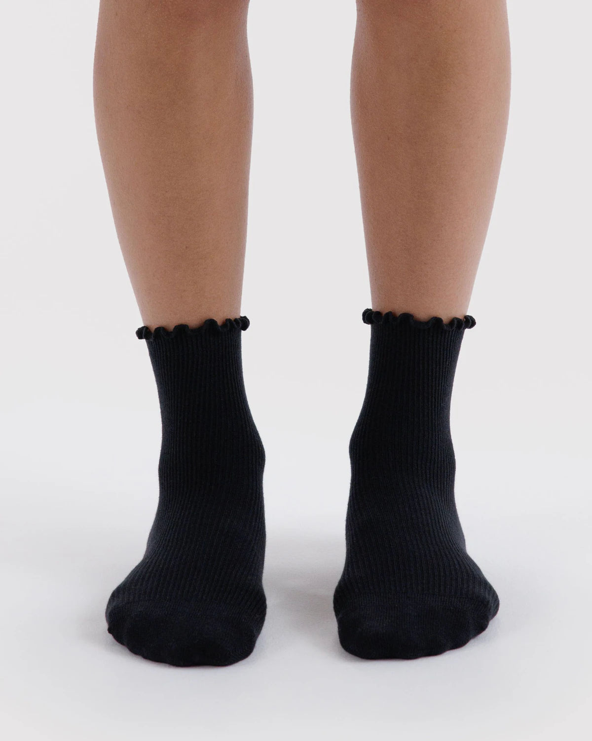 BAGGU - Lettuce Edge Sock Set of 2 Black