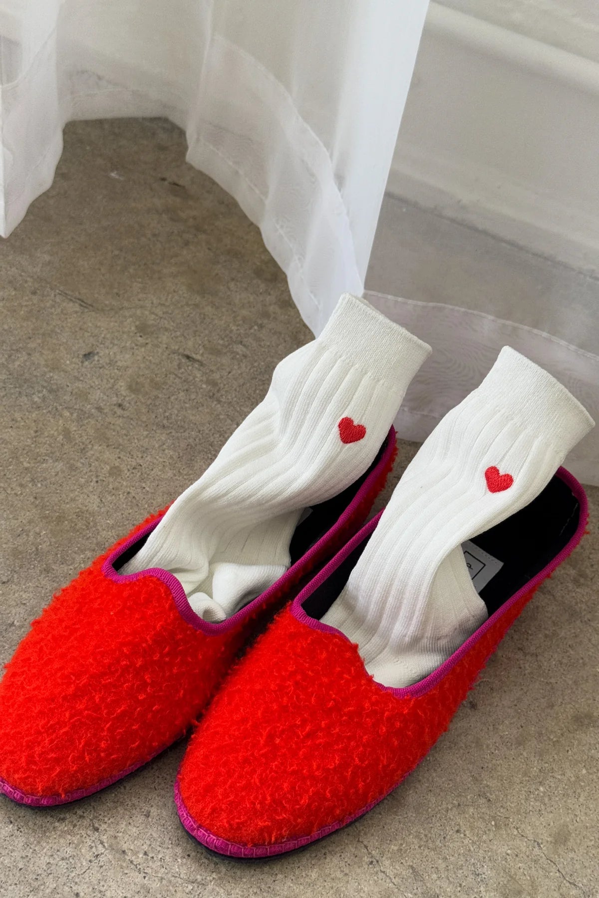 LE BON SHOPPE - Embroidered Her Socks (MC cotton) - CLASSIC WHITE + HEART