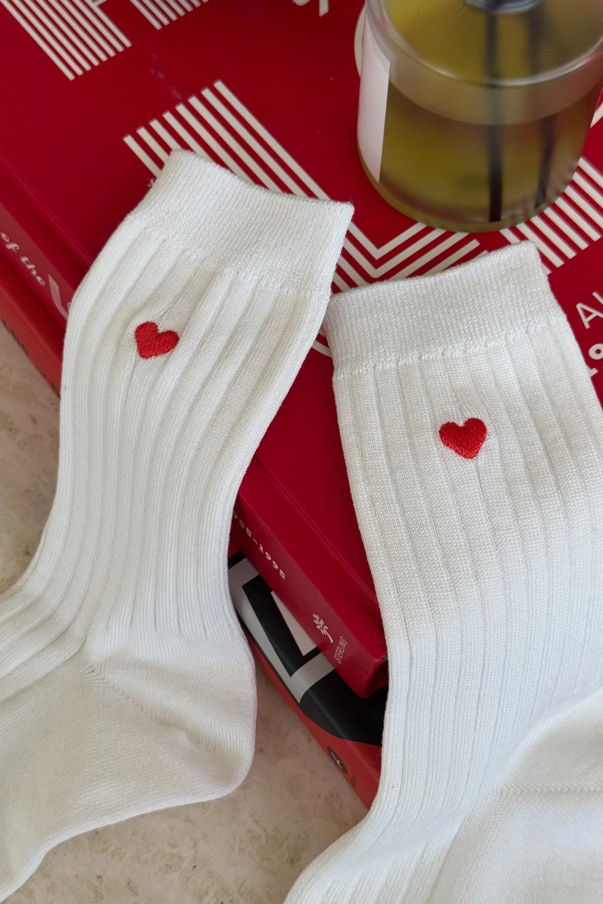 LE BON SHOPPE - Embroidered Her Socks (MC cotton) - CLASSIC WHITE + HEART
