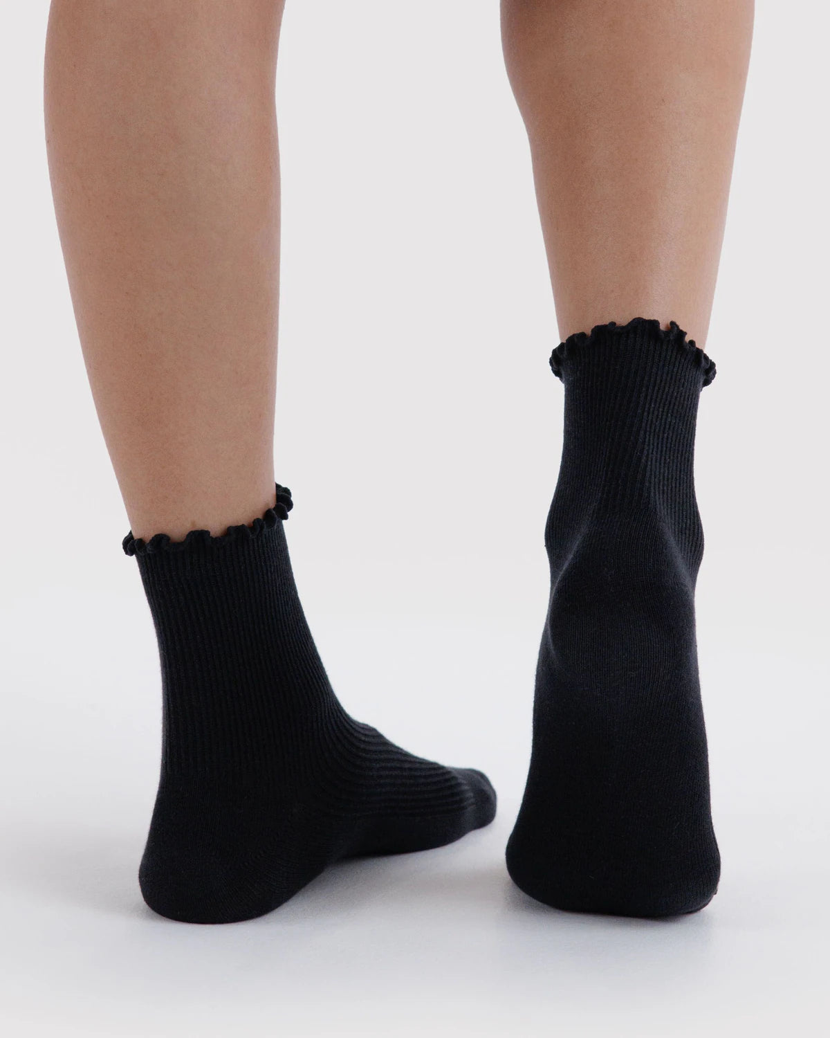 BAGGU - Lettuce Edge Sock Set of 2 Black