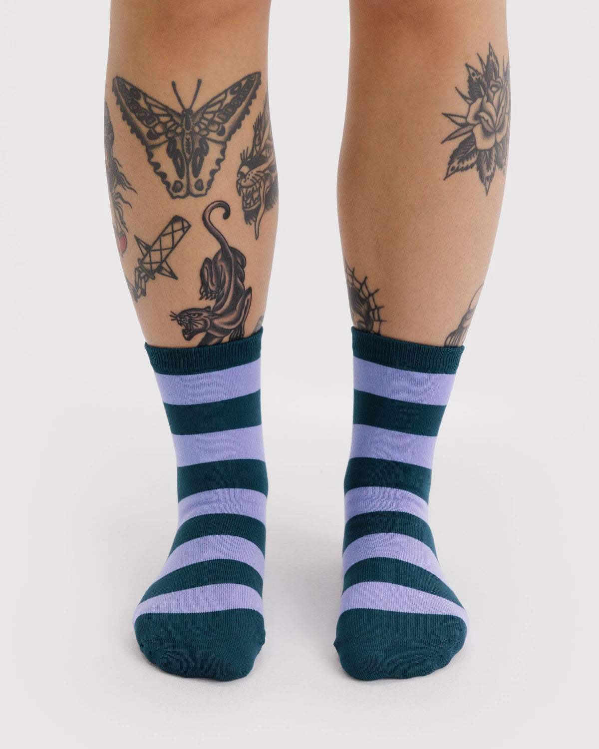 BAGGU Crew Sock Malachite Stripe
