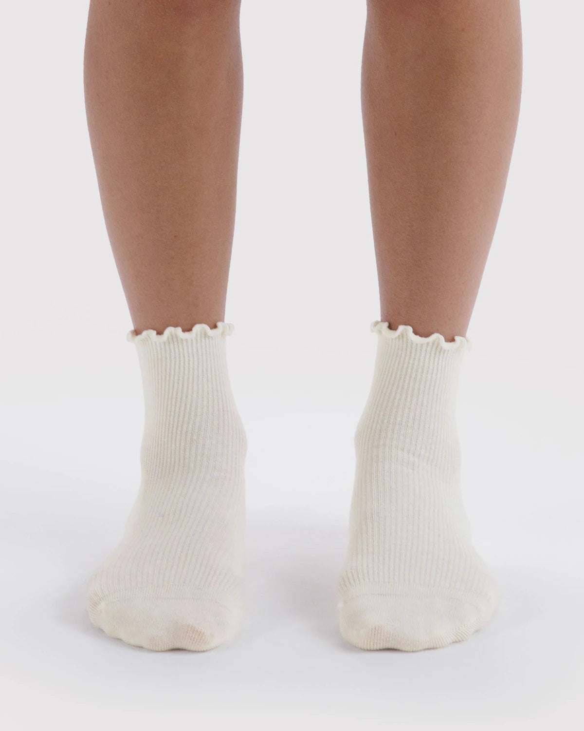 BAGGU - Lettuce Edge Sock Set of 2 White