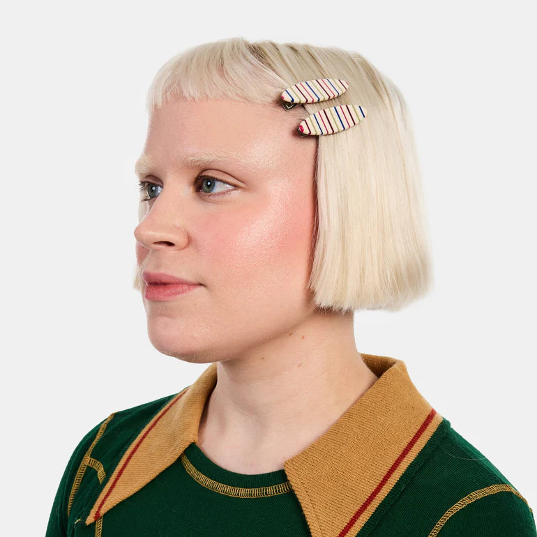 CHUNKS - Allie Clips in Oval Vanilla Stripe