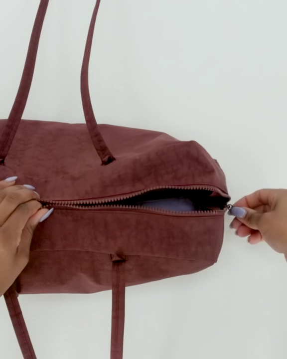 BAGGU - Medium Nylon Bowler Bag - Mahogany