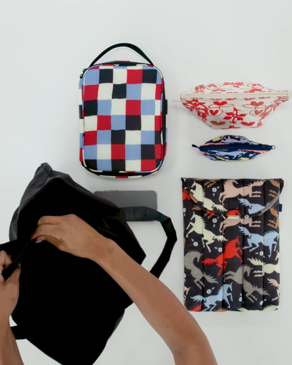 BAGGU - Cloud Bag - Pink Star Plaid