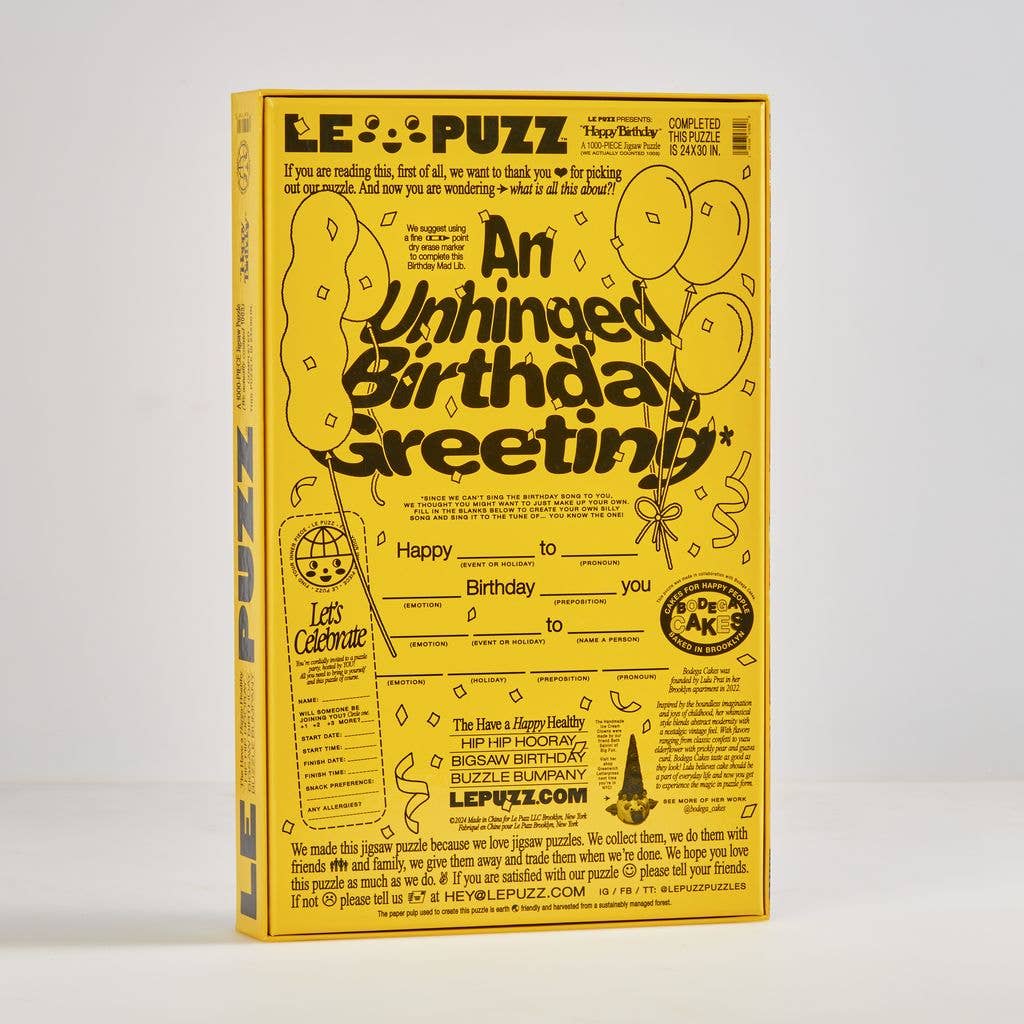 Heyday House - Le Puzz - Happy Birthday - 1000 Piece Jigsaw Puzzle