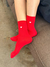 LE BON SHOPPE - Embroidered Her Socks (MC cotton) - CLASSIC RED + HEART
