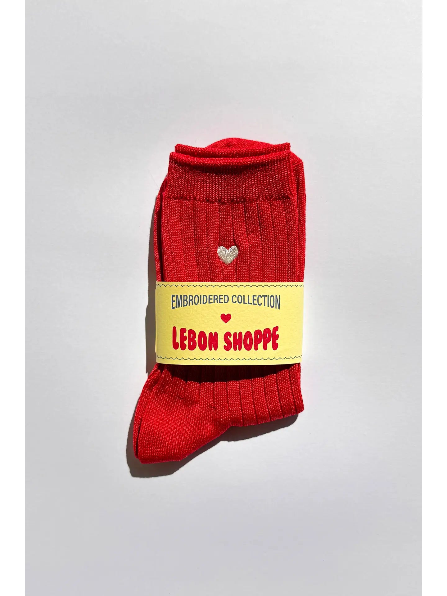 LE BON SHOPPE - Embroidered Her Socks (MC cotton) - CLASSIC RED + HEART