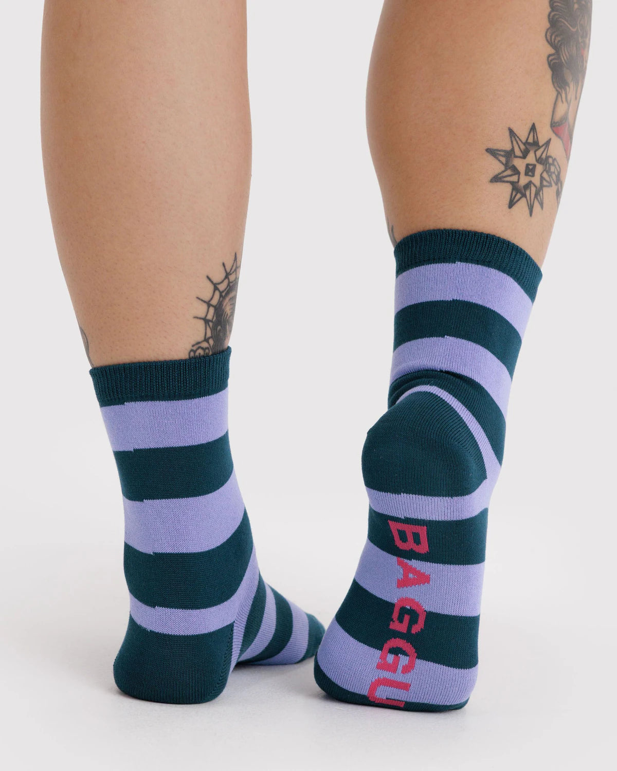 BAGGU Crew Sock Malachite Stripe
