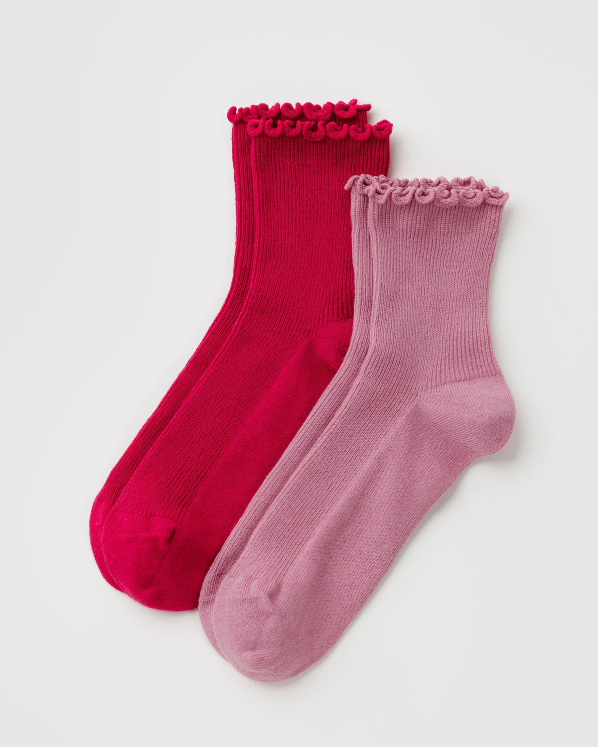 BAGGU - Lettuce Edge Sock Set of 2 Wild Plum & Cherry