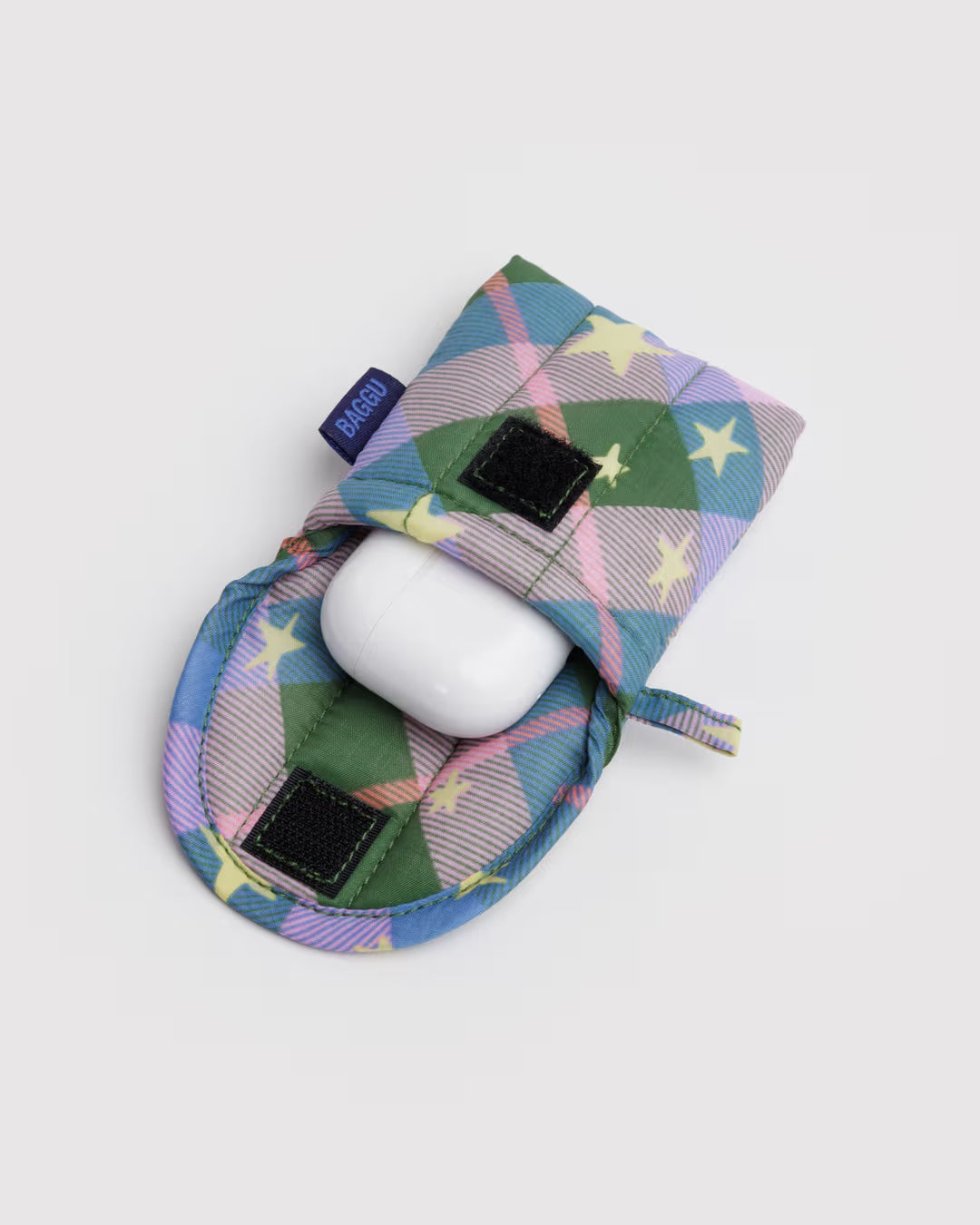 BAGGU - Puffy Earbuds Case - Green Star Plaid