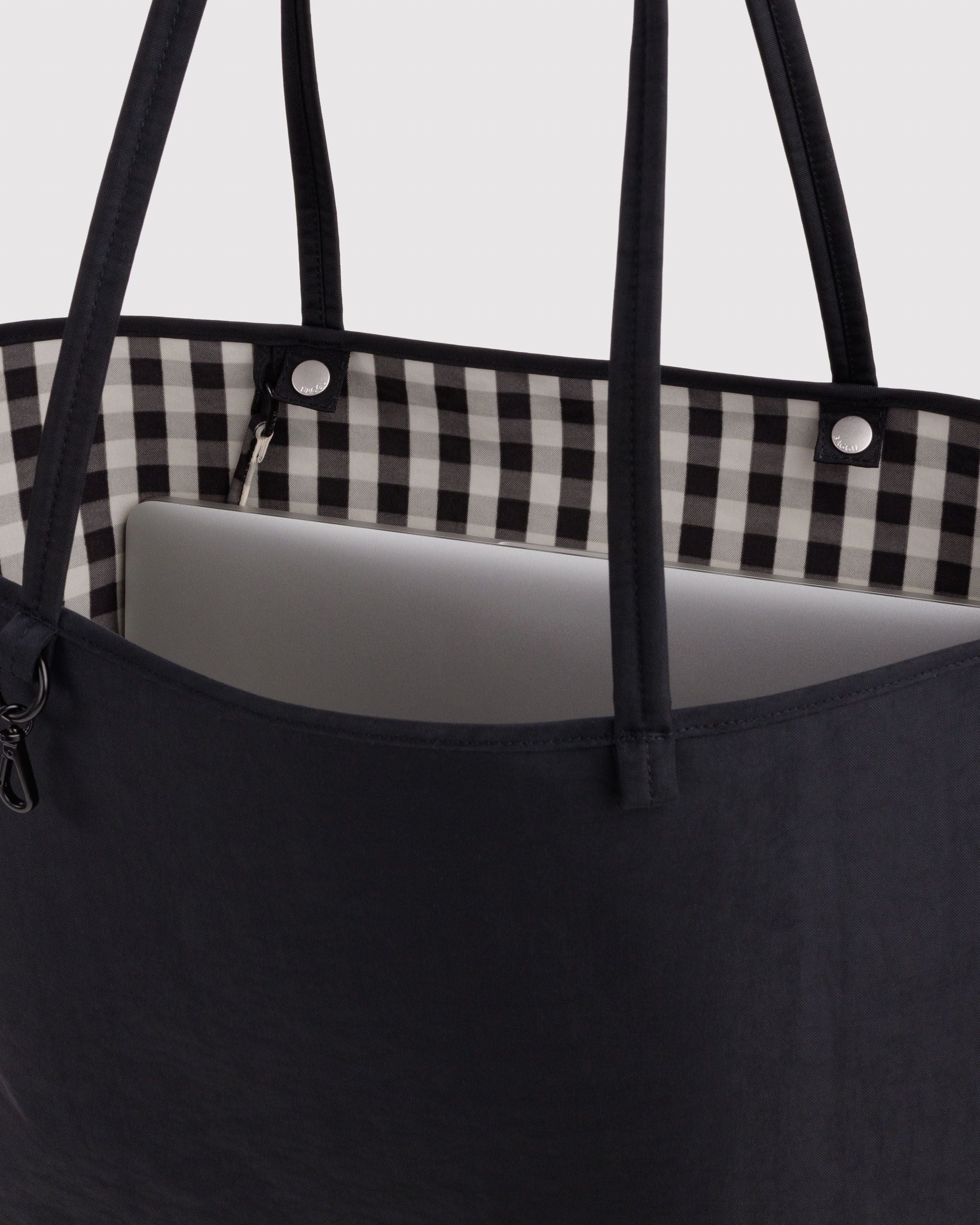 BAGGU - Large Nylon Reversible Tote Bag Black Mix