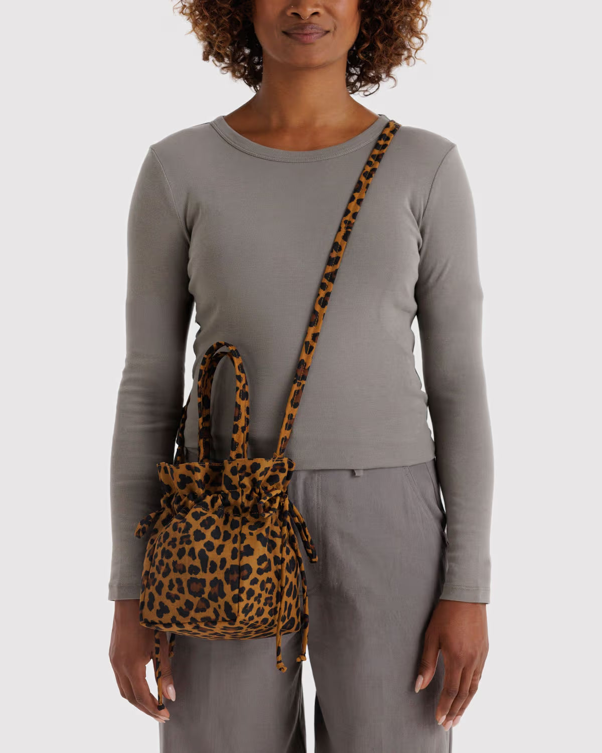 BAGGU - Nylon Drawstring Bag - Leopard