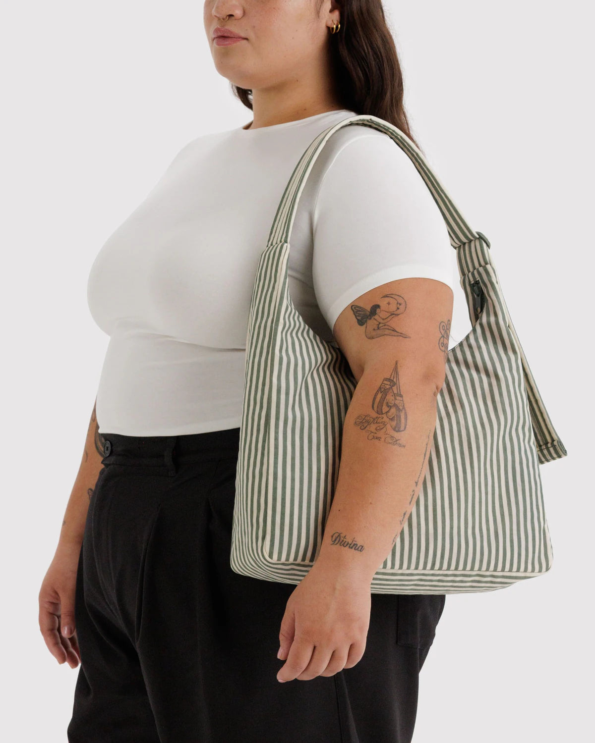 BAGGU - Nylon shoulder bag Sage Stripe