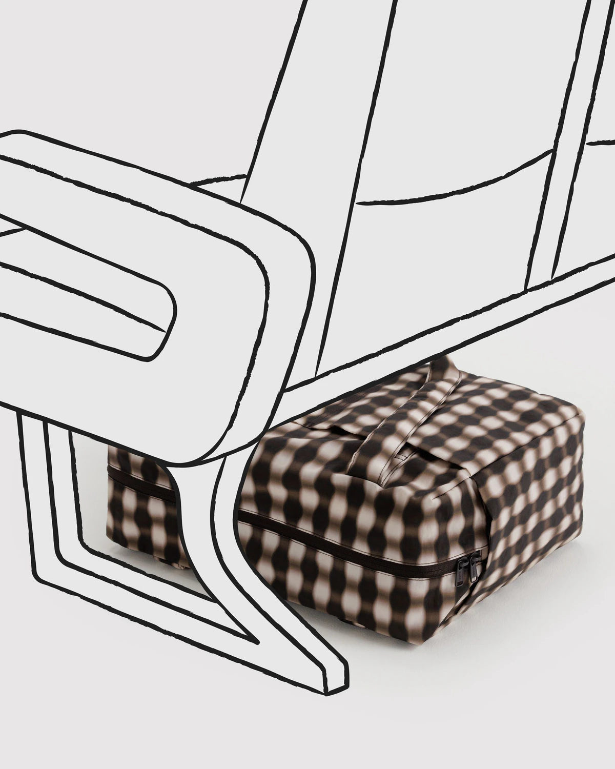 BAGGU - Small Cloud Bag - Blurred Gingham Brown