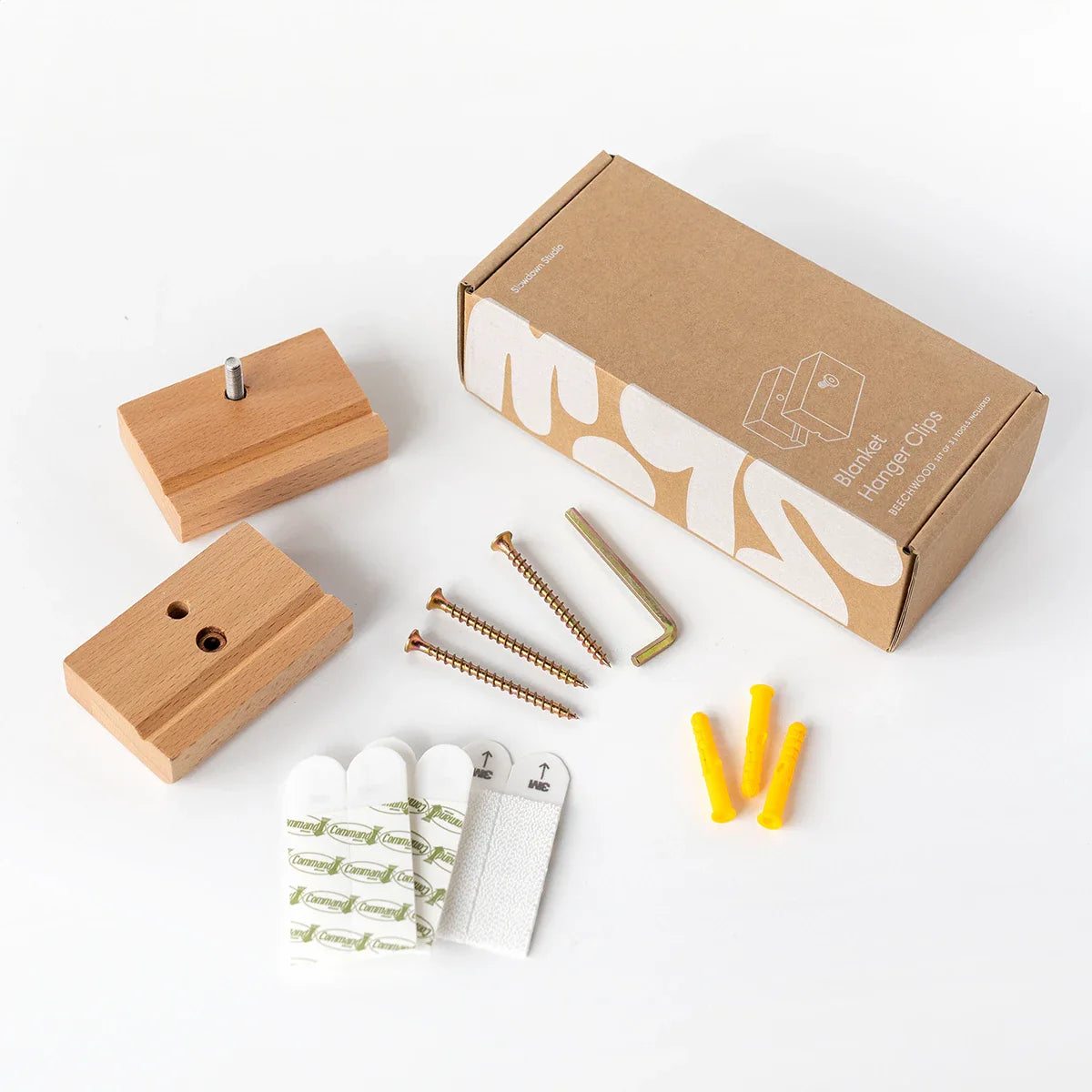 SLOW DOWN STUDIO - Blanket Hanger Clips - Beechwood (Set of 3)