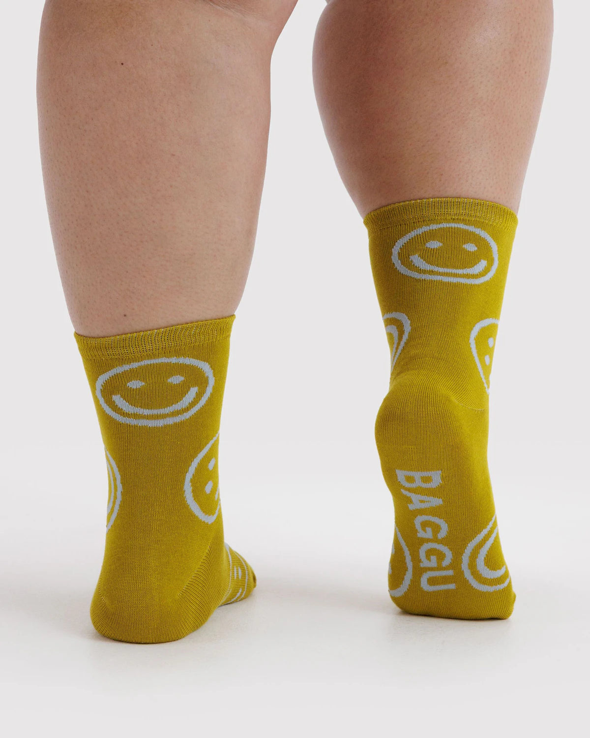 BAGGU Crew Sock Ochre Happy