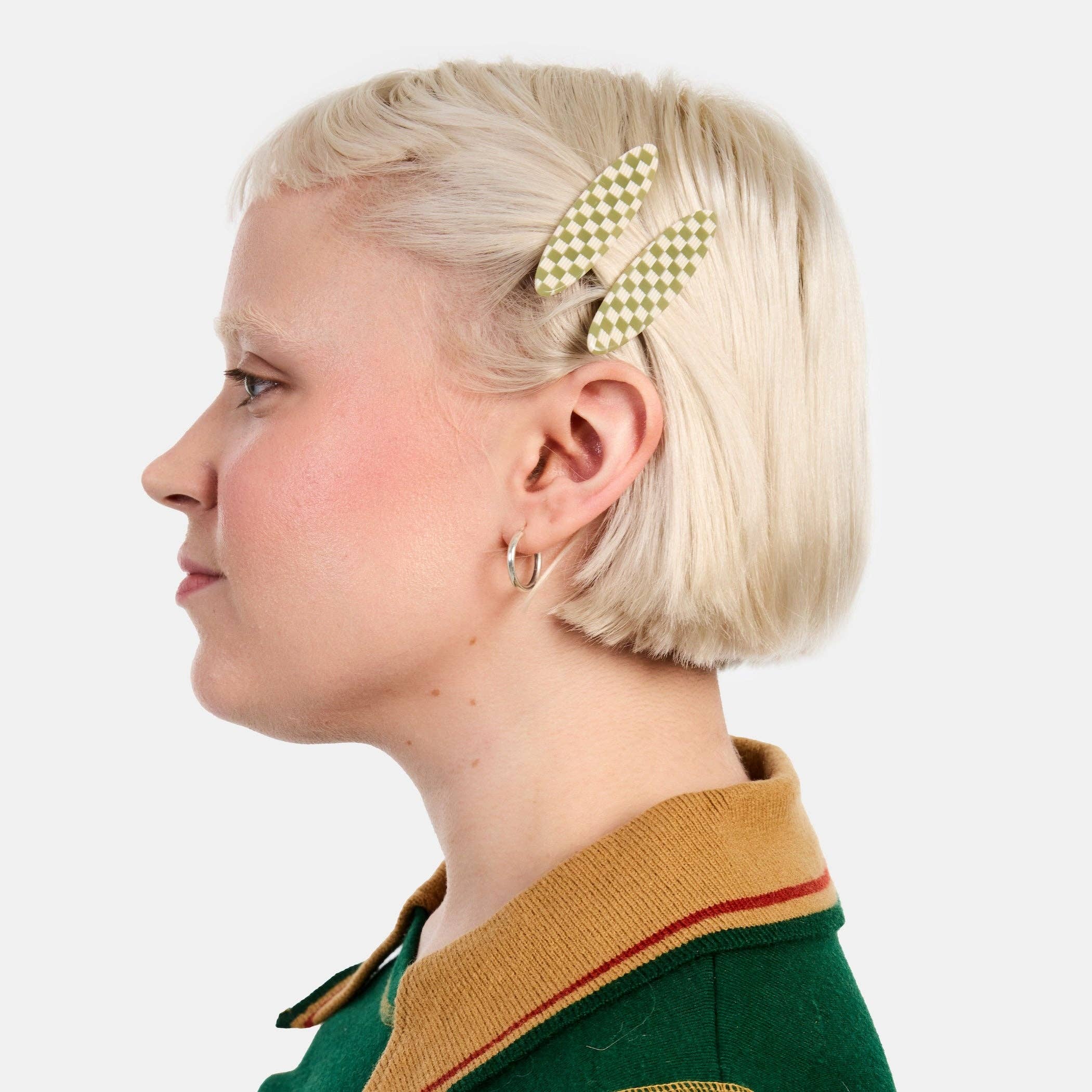 CHUNKS - Allie Clips in Oval Olive Check