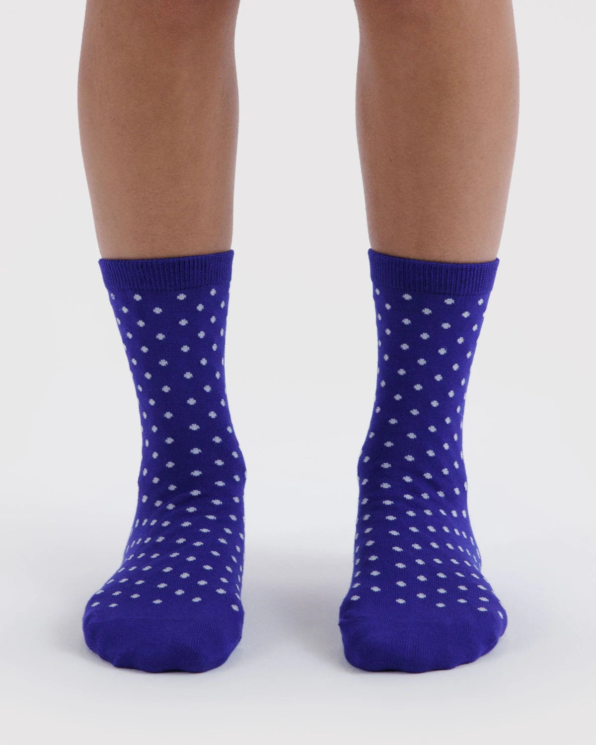 BAGGU Crew Sock Micro Blue and White Polka Dot