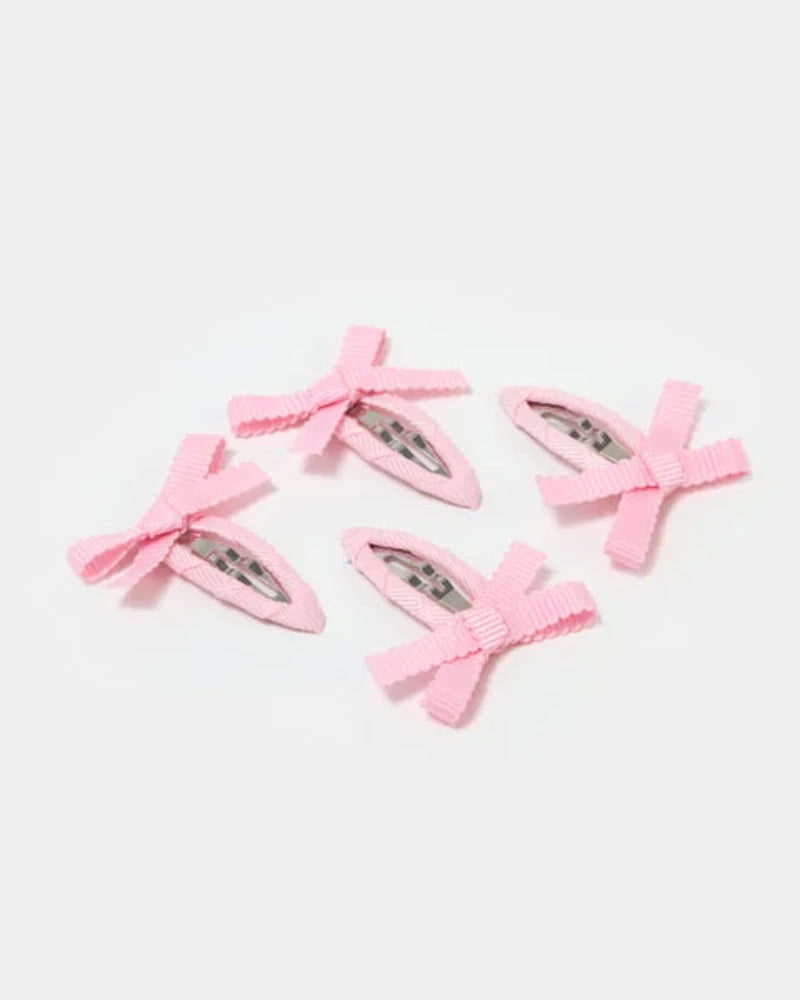 CHUNKS Mini Bow Snap Clips In Blush