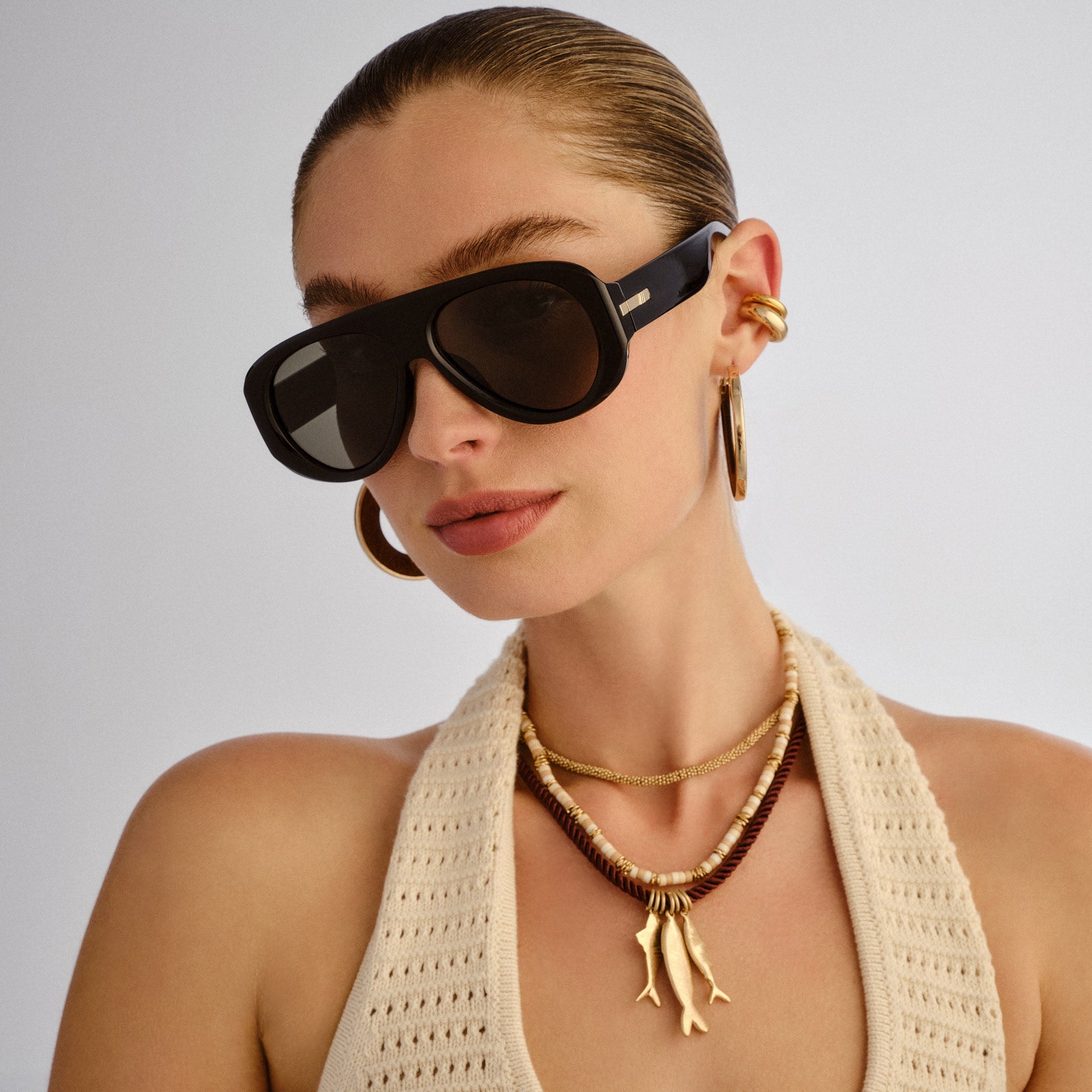 Le Specs Dream Boat Sunglasses Black Khaki Mono