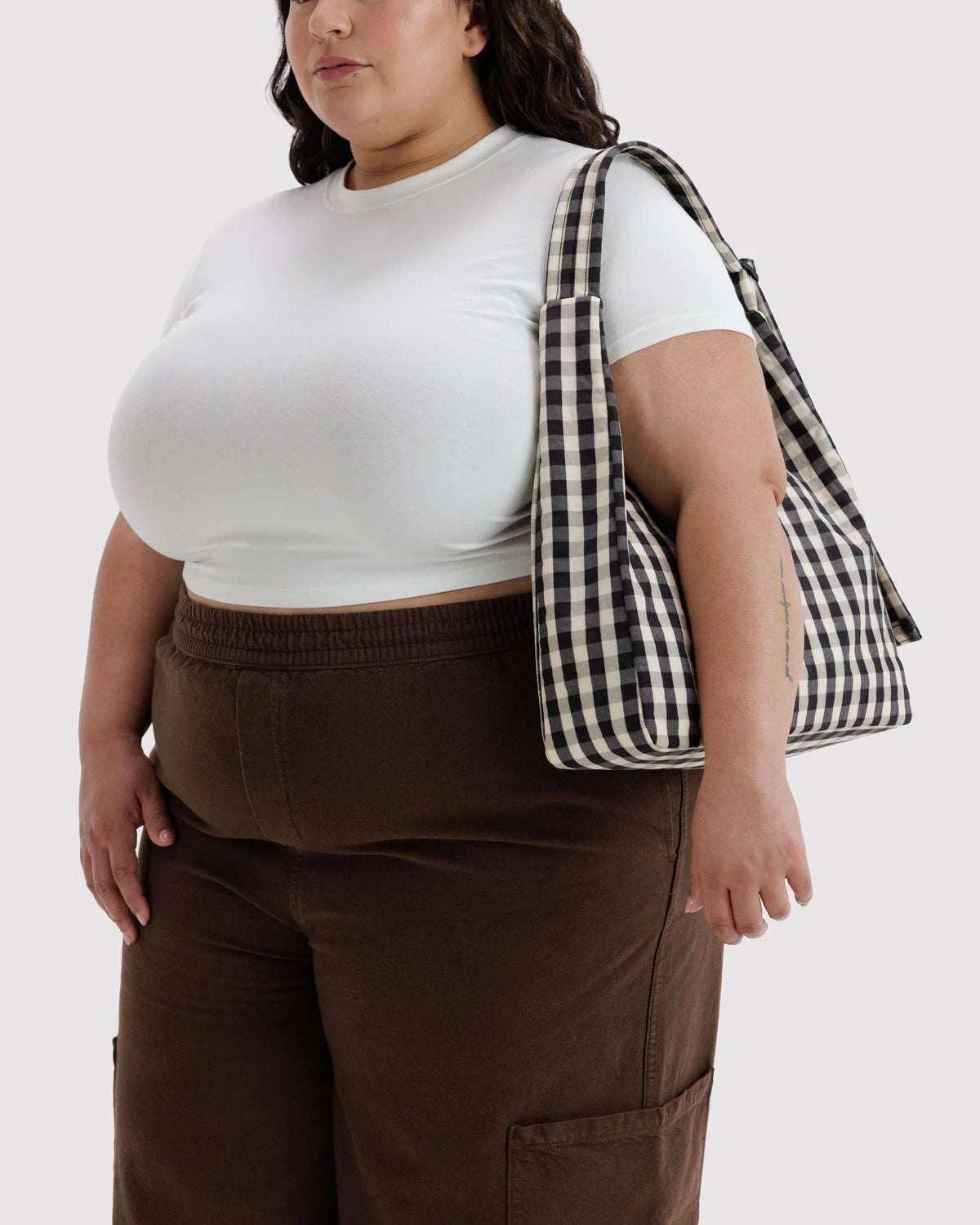 BAGGU - Nylon shoulder bag Black And Cream Gingham