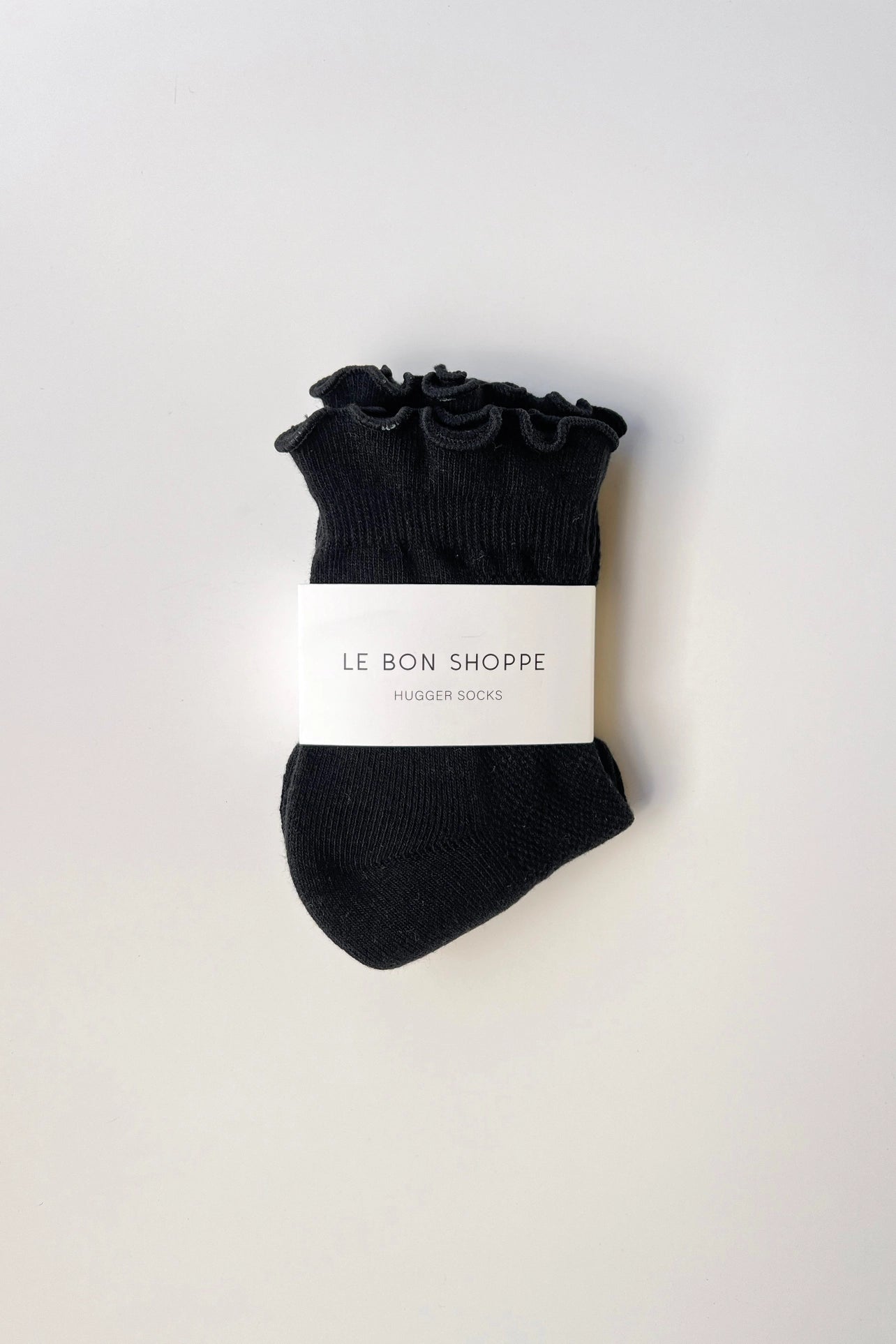LE BON SHOPPE - Ruffled Hugger Crew Socks - Black / Black