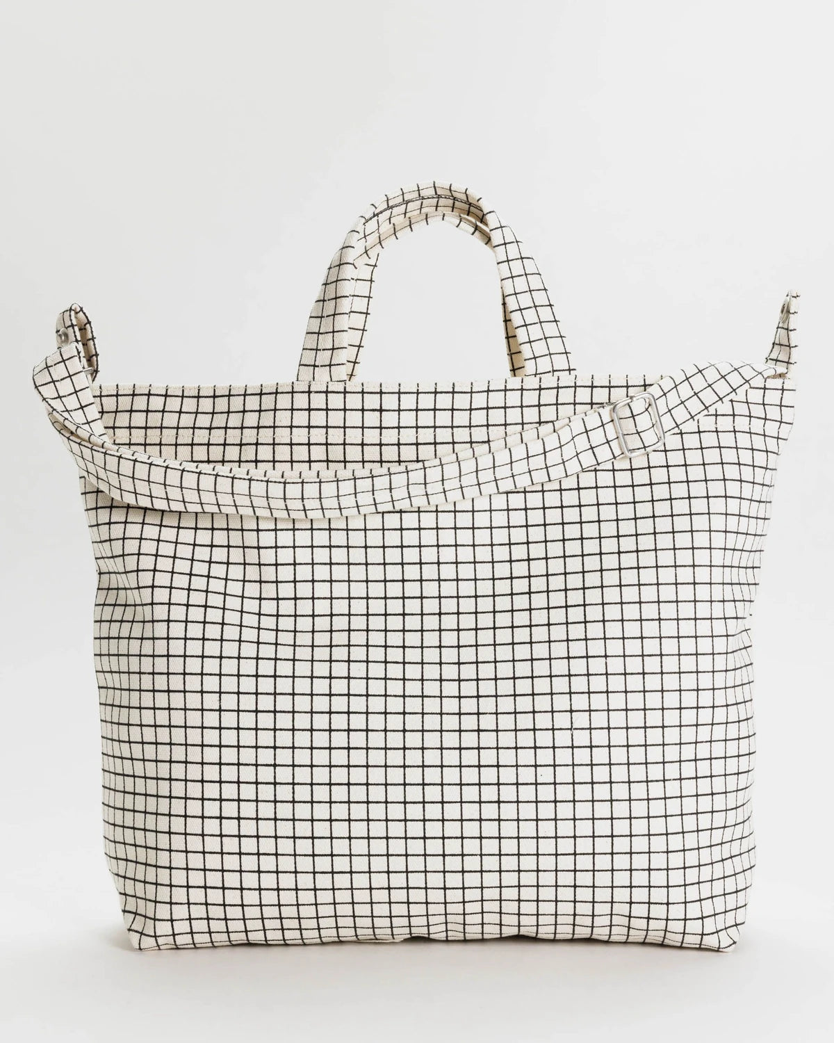 BAGGU | Horizontal Zip Duck Bag Natural Grid